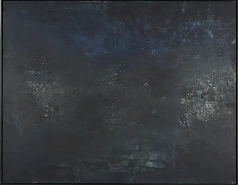 CARTE (bleue noire), huile sur toile, Cédric Carré, Villa Sonneville